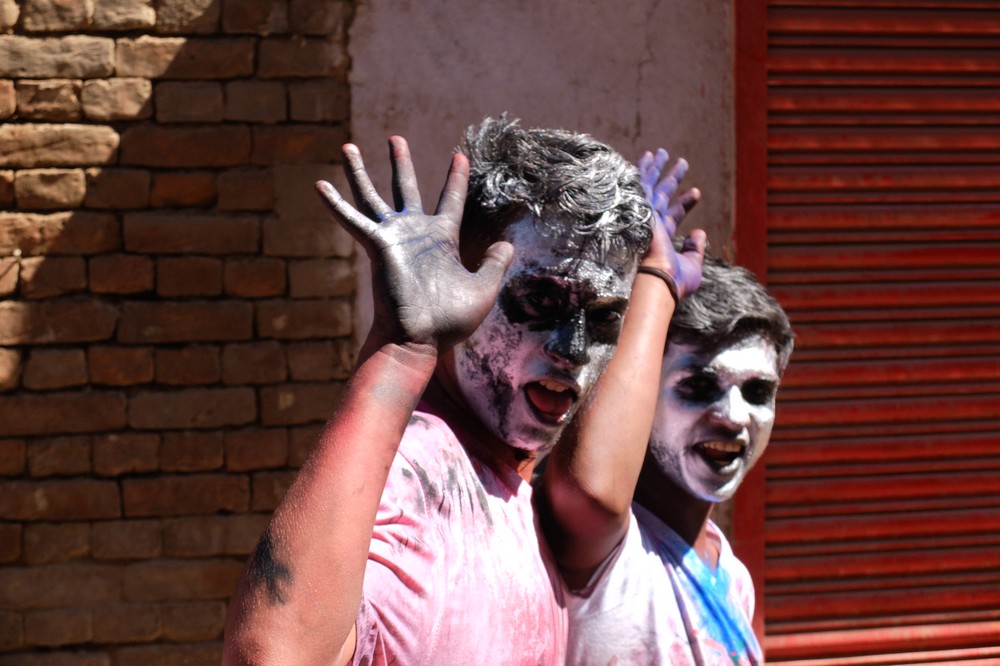 Guys with black faces - Kathmandu - Holi in Nepal
