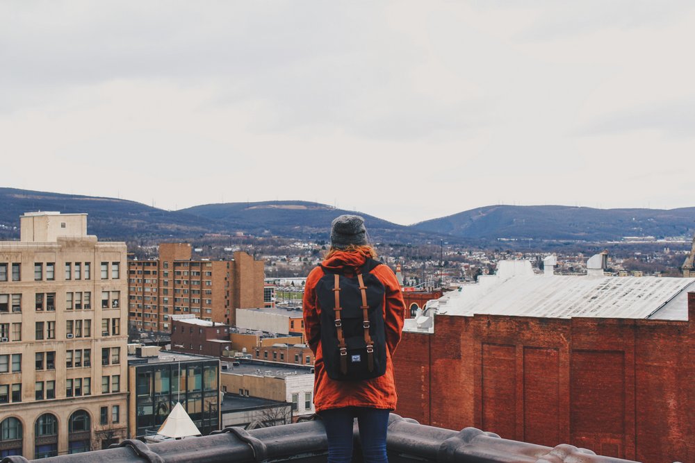 A person with a backpack