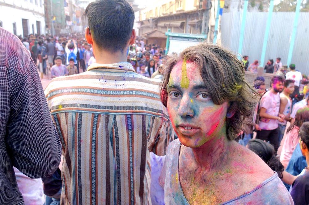 A guy with painted face - Kathmandu - Holi in Nepal