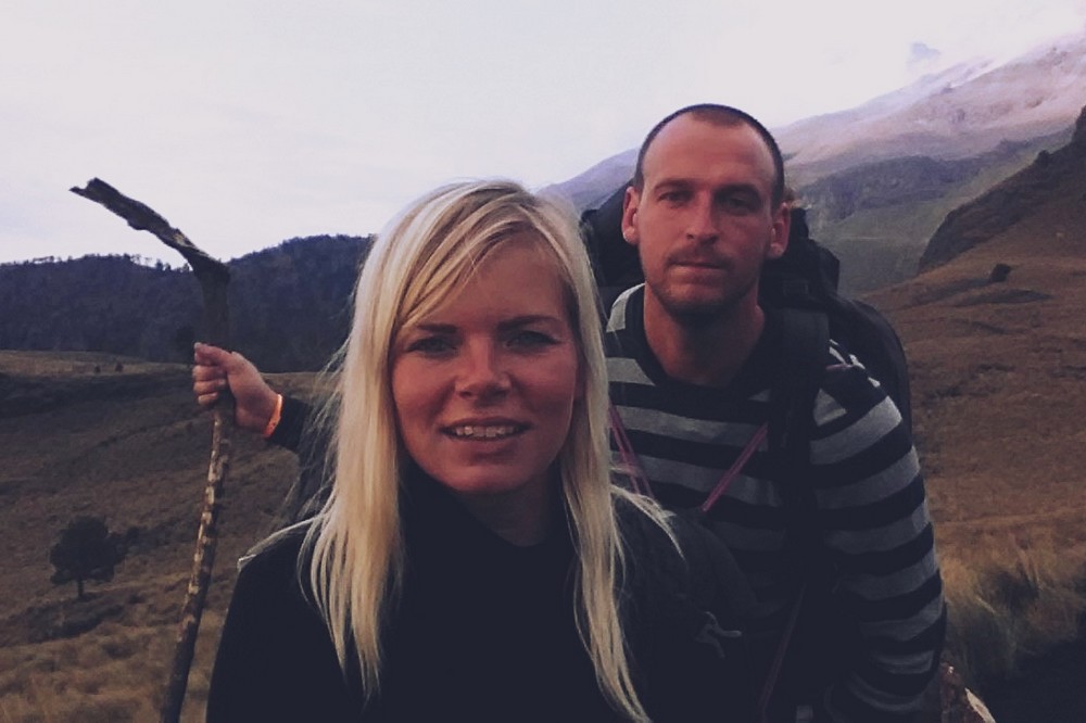 Laine and Arturs in the mountains - Around the World Trip