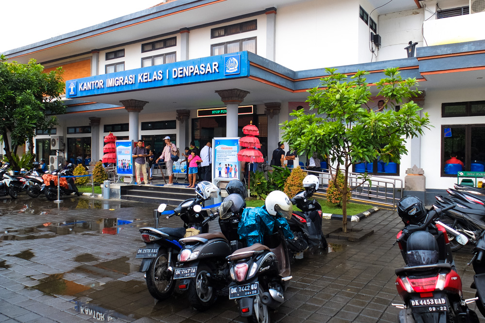 Parking at immigration office in Denpasar, Bali - Visa on Arrival in Indonesia