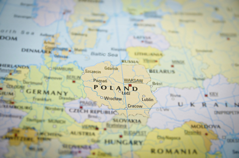 Poland on a map